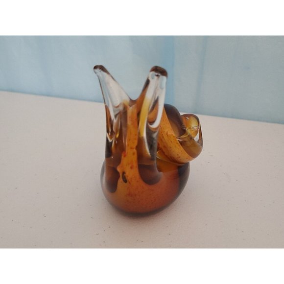 Handblown Murano Art Glass Snail Orange Red Yellow  Figurine 4” - Picture 2 of 4
